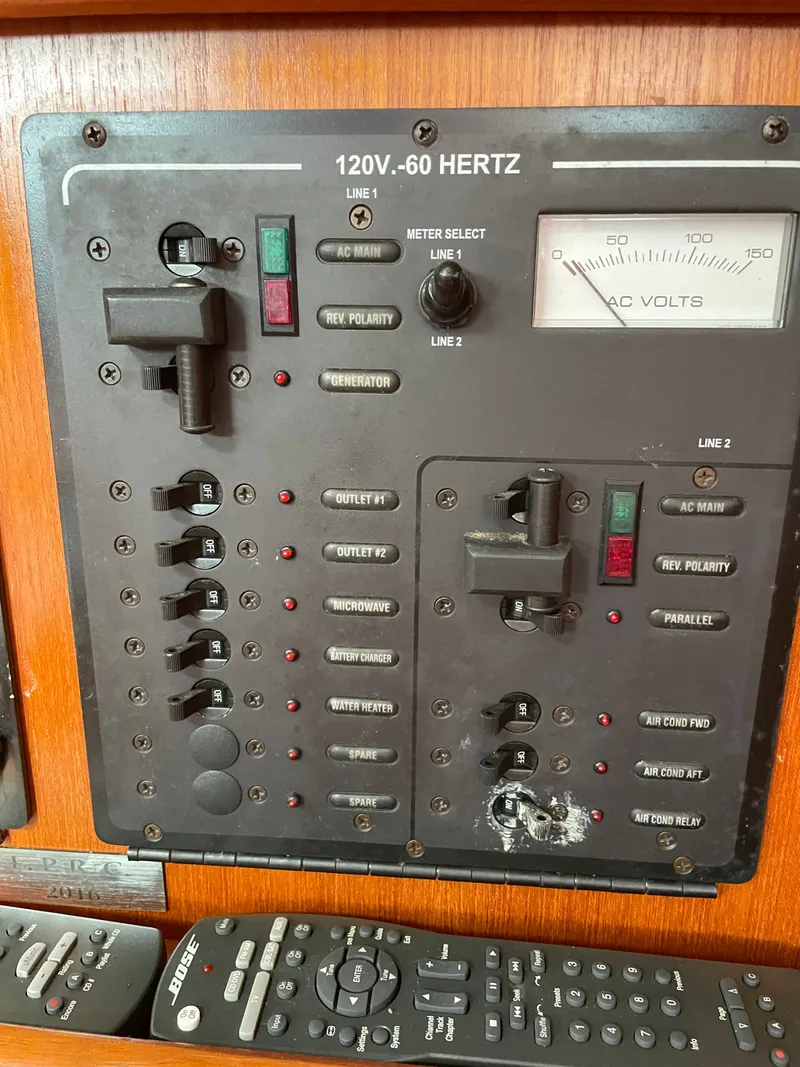 Slide: The Image of Electrical control panel of a 2007 Hunter 41 yacht. - 35