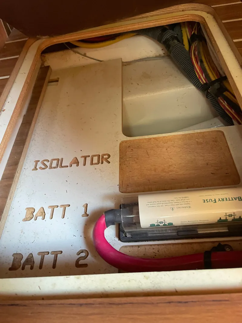 Slide: The Image of Battery isolator in a 2007 Hunter 41 boat. - 38