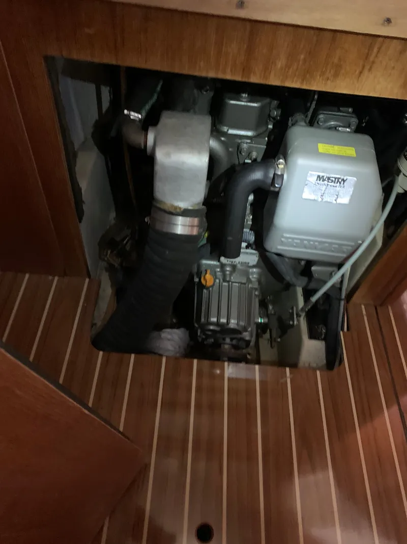 Slide: The Image of Engine compartment of a 2007 Hunter 41 sailboat. - 43