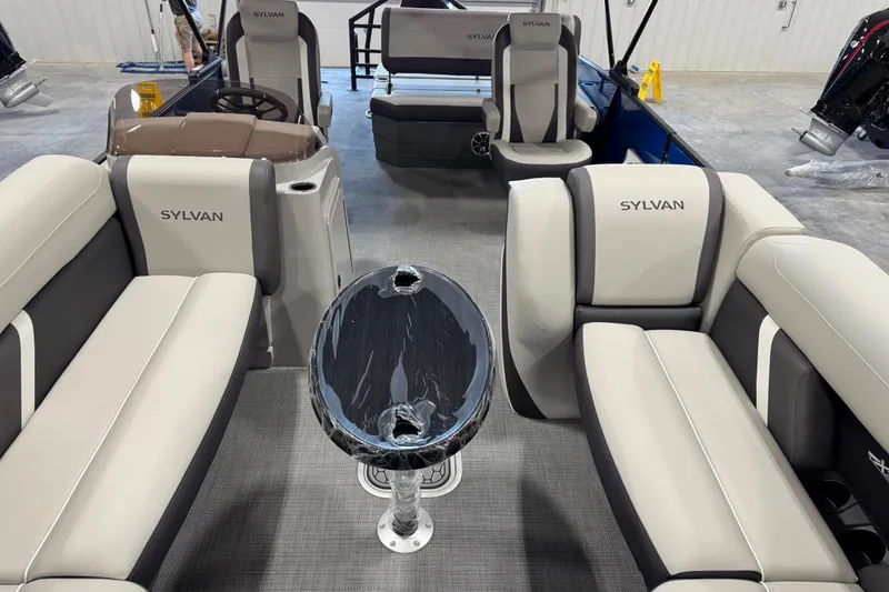 Slide: The Image of 2026 Sylvan X 5 boat interior with luxurious seating and modern design. - 11