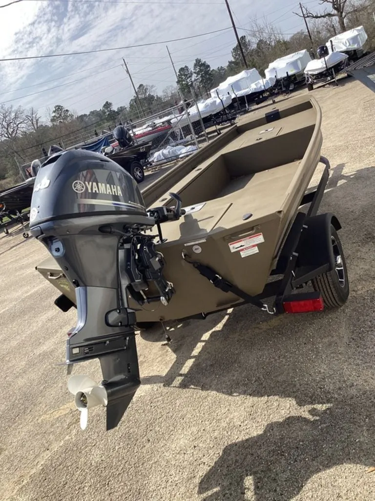 Slide: The Image of 2026 G3 Gator Tough 16 DK boat with Yamaha motor on trailer. - 4