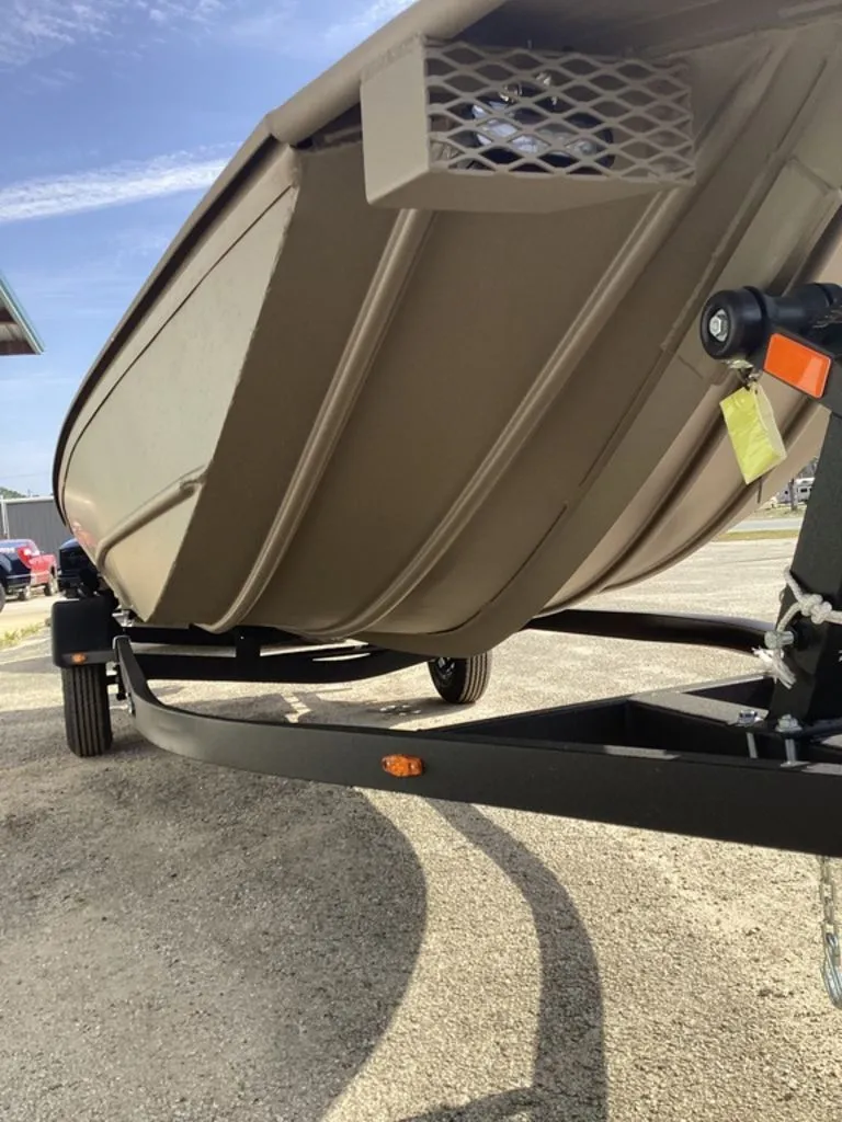 Slide: The Image of 2026 G3 Gator Tough 16 DK boat on trailer, side view. - 9