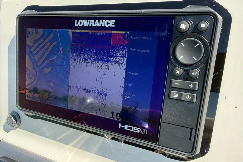 Slide: The Image of Lowrance HDS9 fishfinder on 2012 ShearWater 25 LTZ boat dashboard. - 22