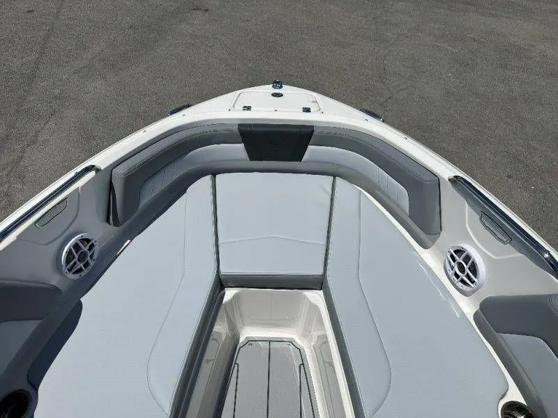 Slide: The Image of Interior view of 2026 Chaparral 21 SSi boat with gray seating. - 27