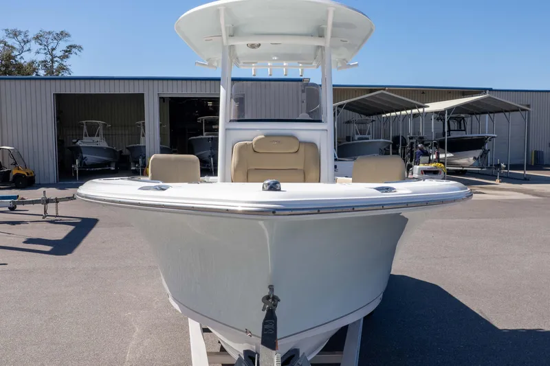 Slide: The Image of 2017 Sea Hunt Ultra 235 SE boat in storage facility, front view. - 37