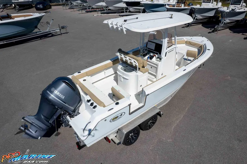 Slide: The Image of 2017 Sea Hunt Ultra 235 SE boat with Yamaha engine on trailer. - 55