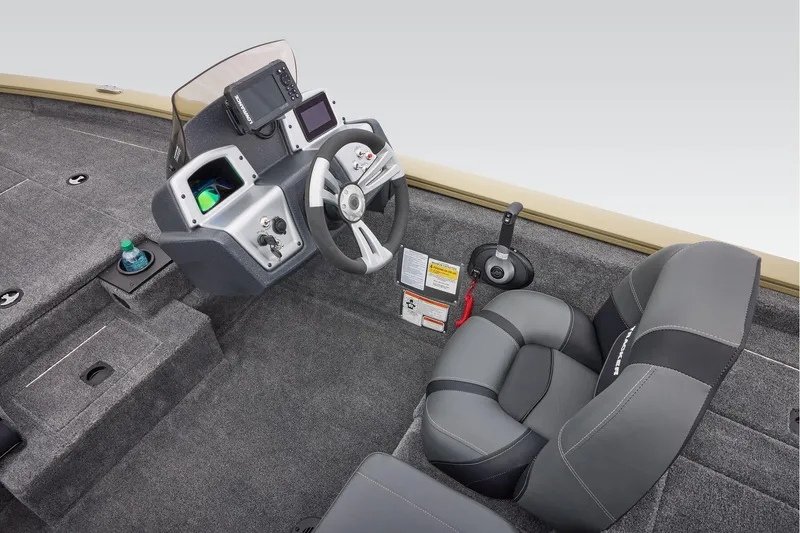 Slide: The Image of 2026 Tracker Pro Team 175 boat with Lowrance electronics and foot pedal control. - 26