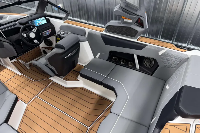 Slide: The Image of 2026 Nautique Super Air Nautique GS20 interior with sleek design and modern dashboard. - 10