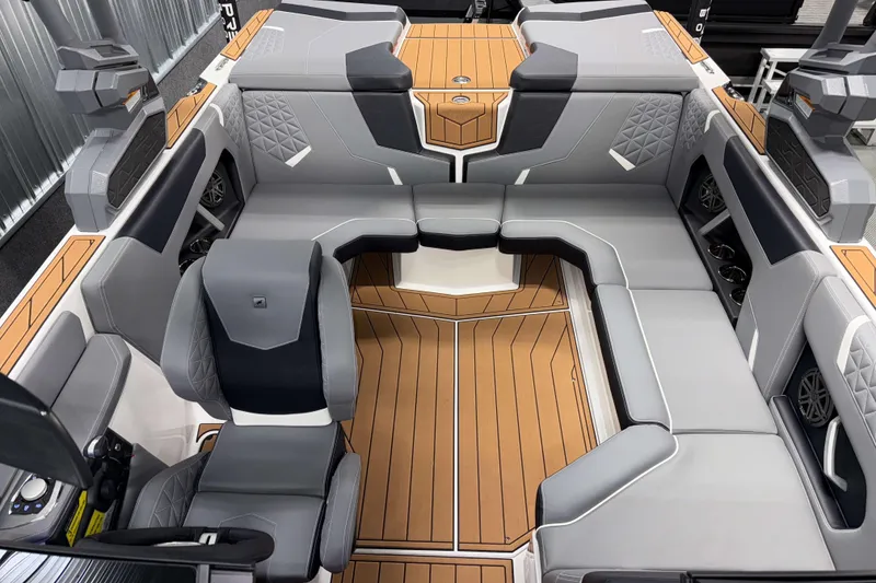 Slide: The Image of 2026 Nautique Super Air Nautique GS20 interior with luxurious seating and modern design. - 25