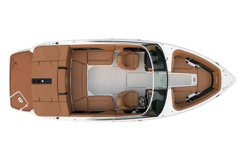 Slide: The Image of 2026 Four Winns H4 boat interior, top view, featuring spacious seating and modern design. - 5