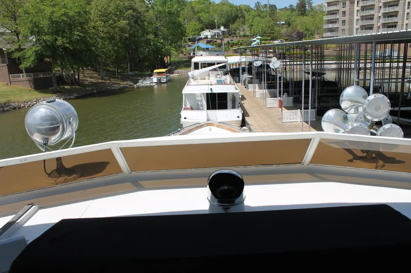 Slide: The Image of View from 1984 Broward CPMY Raised Pilothouse at marina. - 30