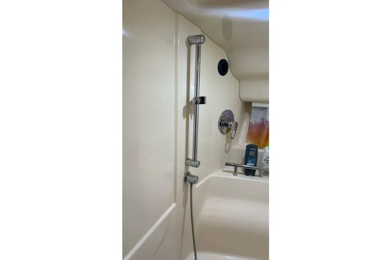 Slide: The Image of Shower area in 2007 Sea Ray Sundancer 400 yacht, featuring modern fixtures and toiletries. - 21