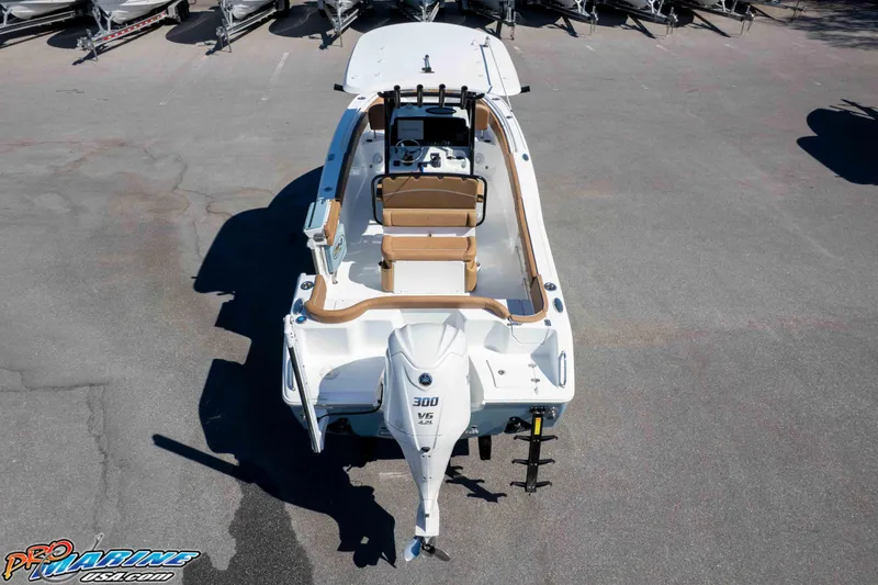 Slide: The Image of 2023 Sea Hunt Ultra 255 SE boat with Yamaha 300 V6 engine, aerial view. - 46