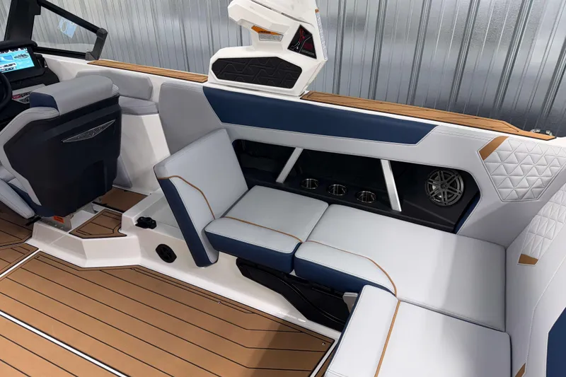 Slide: The Image of 2026 Nautique Super Air Nautique GS22 interior with luxurious seating and modern design. - 13