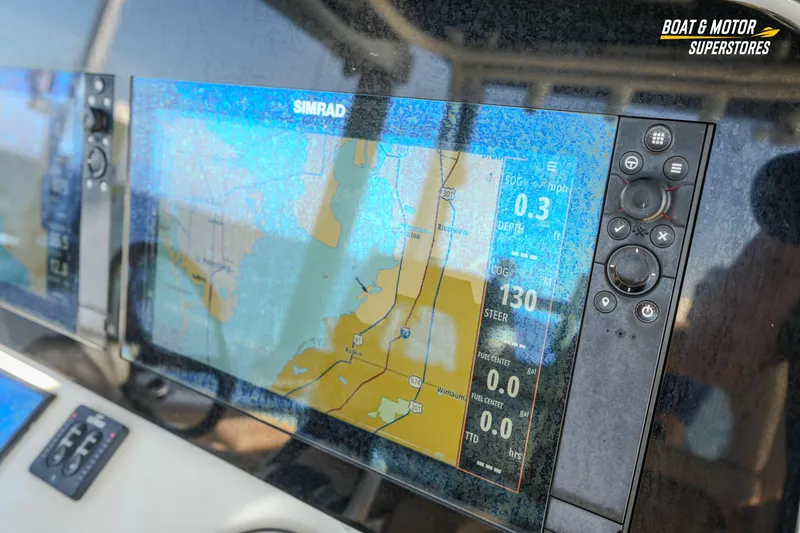 Slide: The Image of Simrad navigation display on 2018 Key West Billistic 351 Center Console boat. - 108