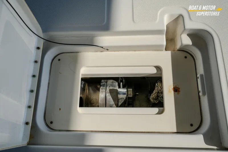 Slide: The Image of 2018 Key West Billistic 351 Center Console anchor storage compartment. - 116