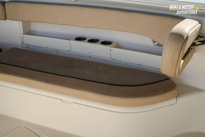 Slide: The Image of 2018 Key West Billistic 351 Center Console boat seating with cup holders. - 145