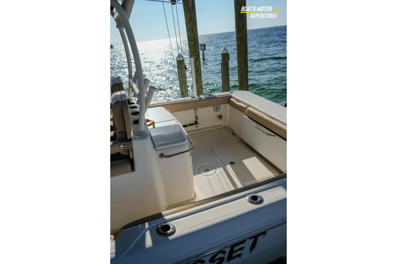 Slide: The Image of 2018 Key West Billistic 351 Center Console boat interior with ocean view. - 167
