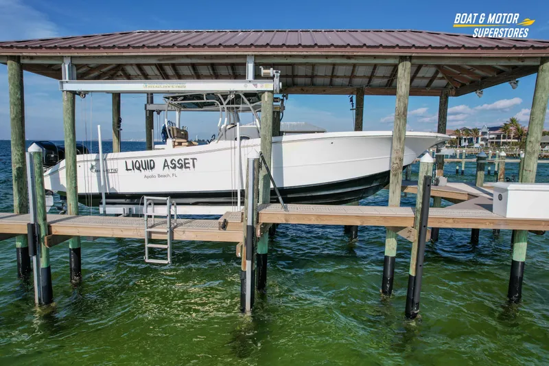 Slide: The Image of 2018 Key West Billistic 351 Center Console boat docked at Apollo Beach, Florida. - 4