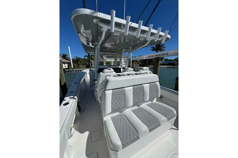 Slide: The Image of 2019 Invincible 39 Open Fisherman boat with sleek seating and modern design. - 13