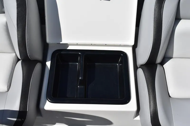 Slide: The Image of 2026 Lowe Skorpion SS boat seat with integrated storage compartment. - 26