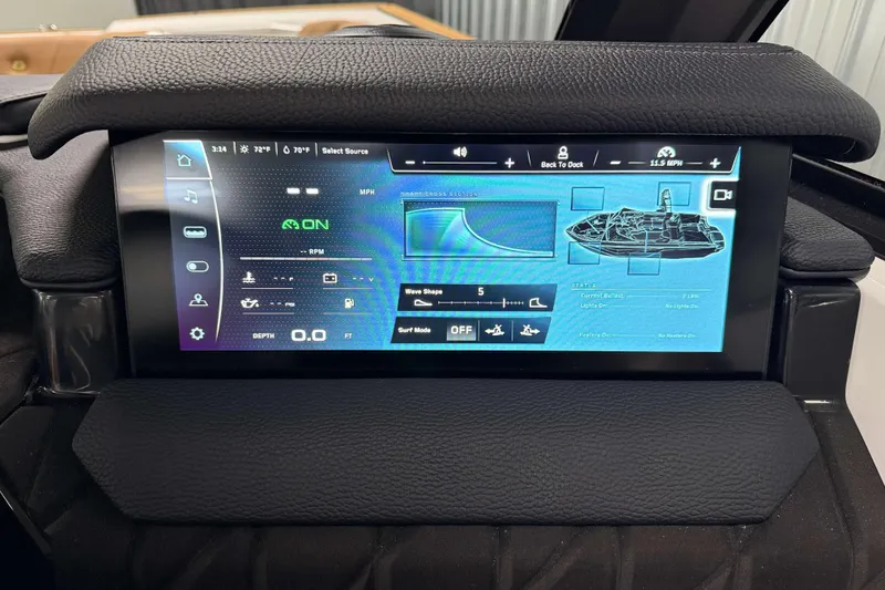 Slide: The Image of 2026 Nautique Super Air Nautique S23 touchscreen display with navigation and control features. - 18