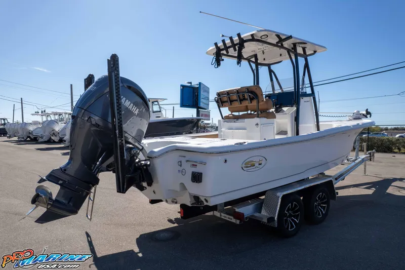 Slide: The Image of 2024 Sea Hunt BX 22 BR boat on trailer with Yamaha outboard motor. - 36