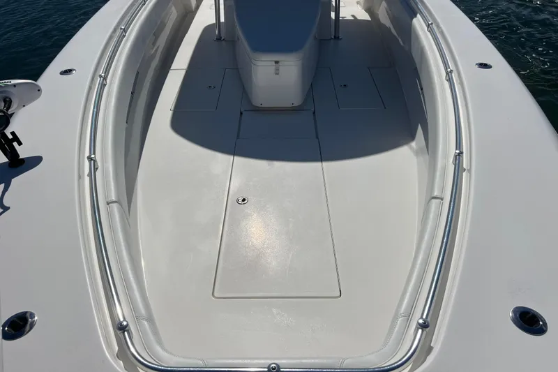Slide: The Image of 2023 Contender 39 ST boat deck with sleek design and spacious layout. - 17