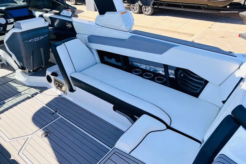 Slide: The Image of 2023 Nautique Super Air Nautique G25 interior with sleek seating and modern design. - 41