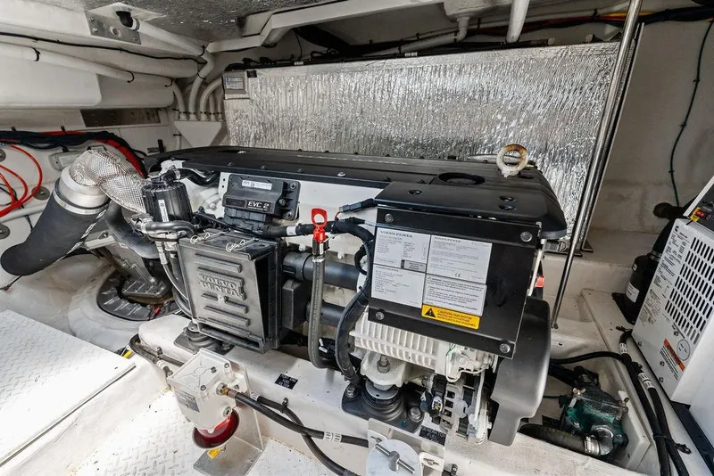 Slide: The Image of Engine room of 2023 Cruisers 42 Cantius yacht featuring Volvo Penta engine. - 48