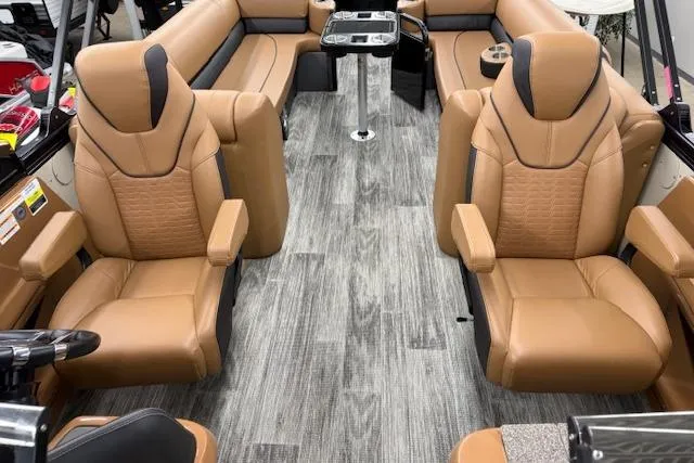 Slide: The Image of Luxurious interior of 2023 Avalon Catalina 2585 QL boat with plush seating and modern design. - 16