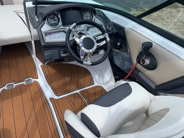 Slide: The Image of Interior of 2021 Monterey 218 Super Sport with modern dashboard. - 2