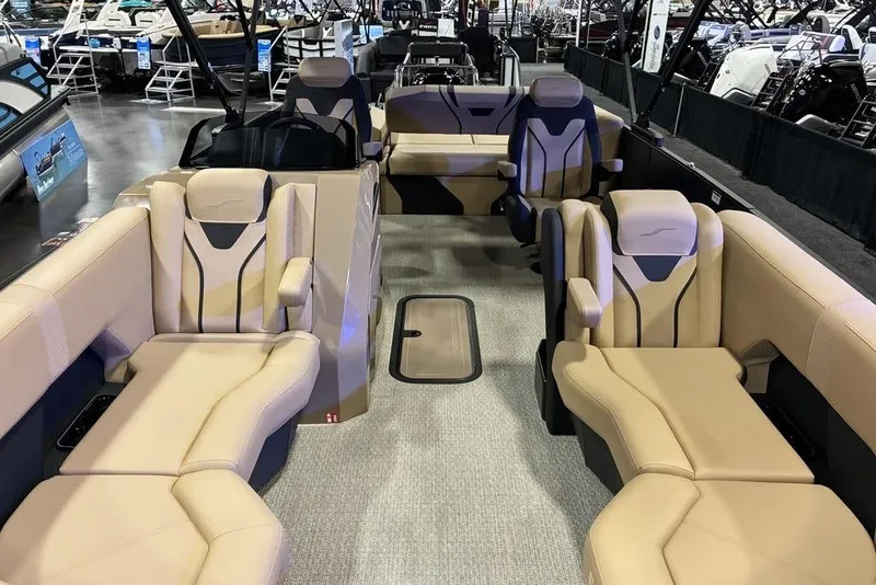 Slide: The Image of Luxurious interior of 2026 Evotti 723CS boat with beige seating and modern design. - 3