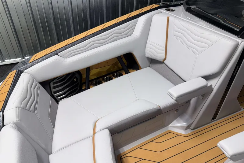 Slide: The Image of 2026 Nautique Super Air Nautique G23 interior with luxurious seating and modern design. - 33