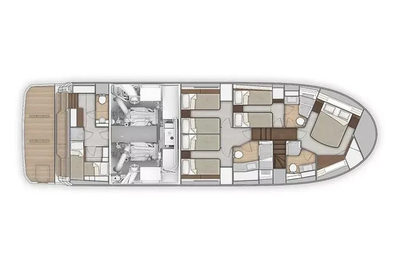 Slide: The Image of Manufacturer Provided Image: Floor plan of 2025 Beneteau Grand Trawler 63, showcasing cabin and layout design. - 8
