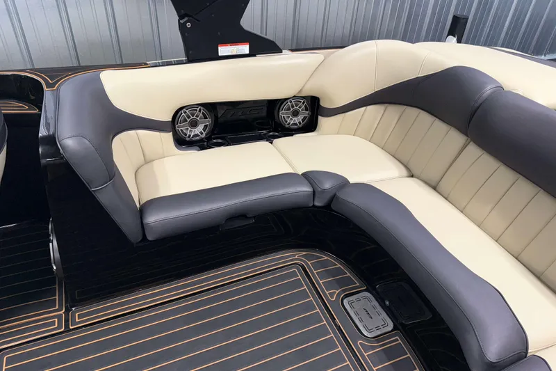 Slide: The Image of Luxurious interior of 2021 MB B52 23 Classic boat with beige and gray seating. - 7