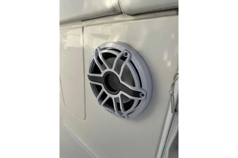 Slide: The Image of 2023 Pursuit S 428 Sport boat speaker detail, featuring sleek design and modern aesthetics. - 13