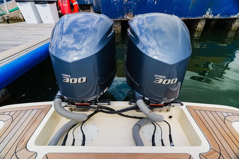 Slide: The Image of Twin Yamaha 300 engines on a 2012 Chris-Craft Catalina 29 Sun Tender boat. - 37