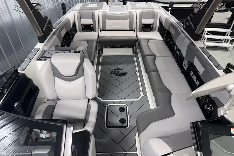 Slide: The Image of 2022 Malibu Wakesetter 25 LSV interior with luxurious seating and modern design. - 20