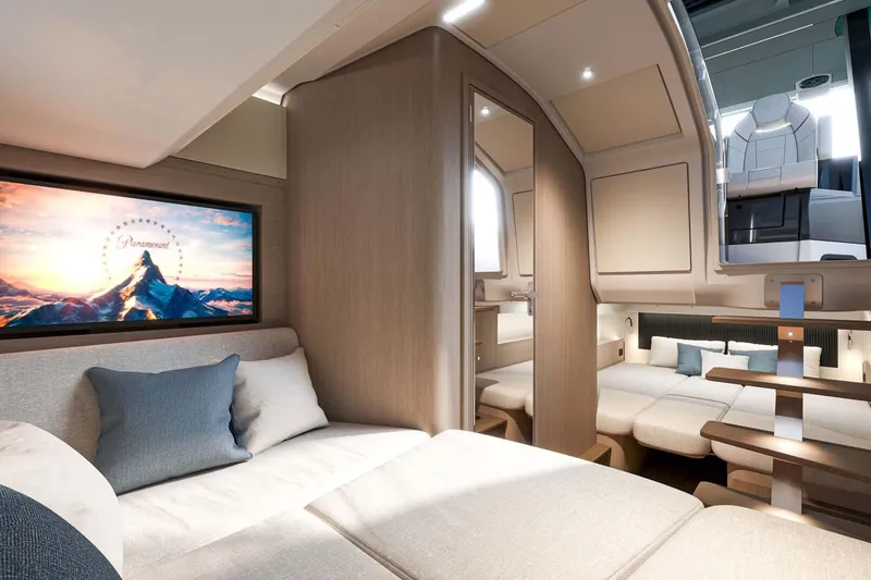 Slide: The Image of Manufacturer Provided Image: Luxurious interior of 2025 Beneteau Gran Turismo 35 yacht with cozy seating and modern amenities. - 8