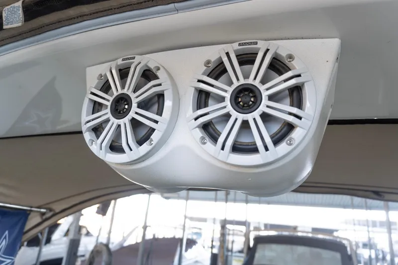 Slide: The Image of Dual marine speakers on a 1998 Sea Ray Sundancer 330 boat. - 9