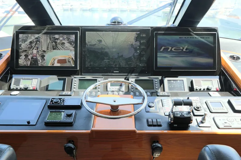 Slide: The Image of Bridge of 2017 Viking 80 Enclosed, featuring advanced navigation and control systems. - 50