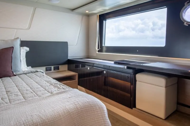 Slide: The Image of Luxurious interior of 2023 Absolute 62 Fly yacht with elegant bedroom design. - 58