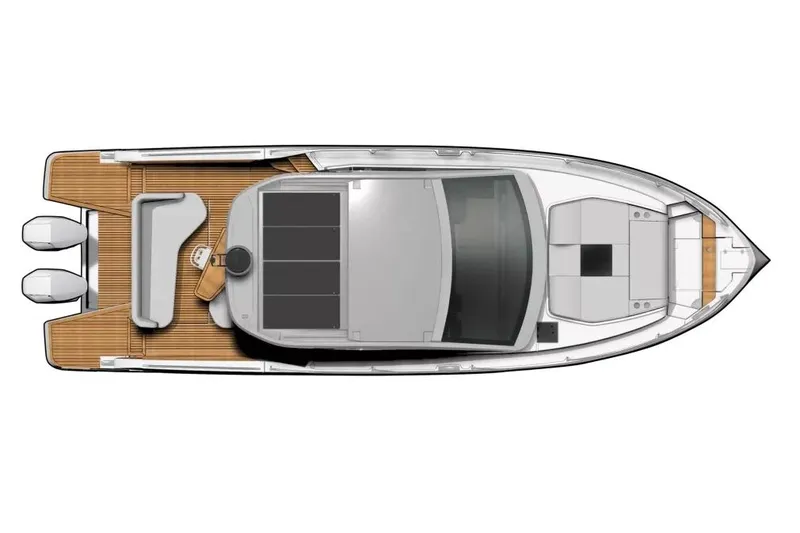 Slide: The Image of Manufacturer Provided Image: Top view of 2025 Beneteau Gran Turismo 40 yacht layout, showcasing deck and interior design. - 10