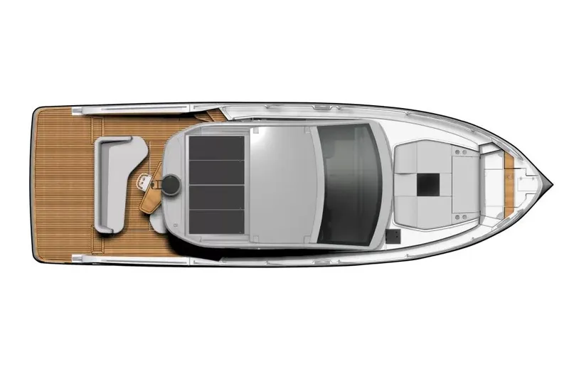 Slide: The Image of Manufacturer Provided Image: Top view of 2025 Beneteau Gran Turismo 40 yacht layout, featuring spacious deck and seating areas. - 9
