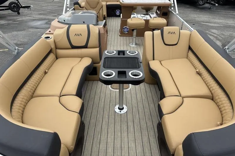 Slide: The Image of Luxurious interior of 2025 Avalon 2585 25 Catalina ENT pontoon boat with plush seating. - 9