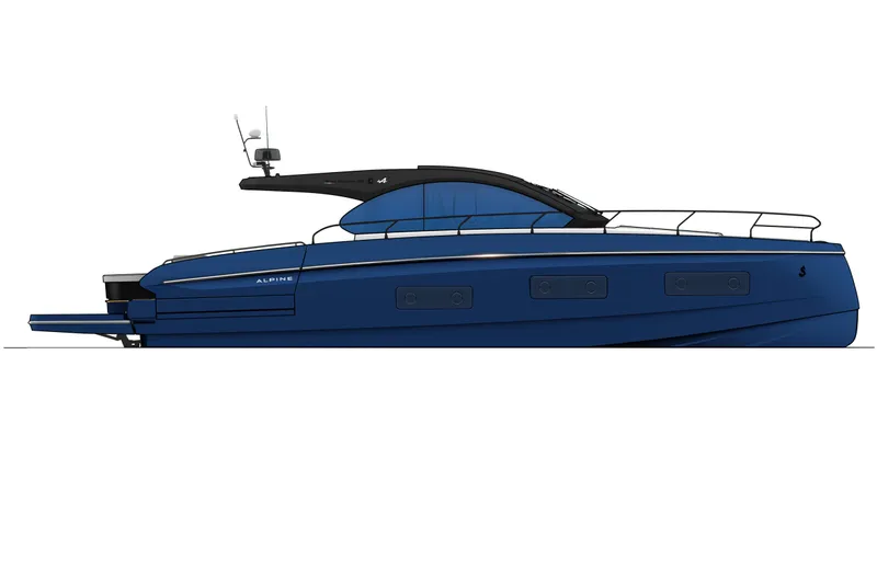 Slide: The Image of 2026 Beneteau Gran Turismo 50 yacht, sleek blue design, side profile view. - 17