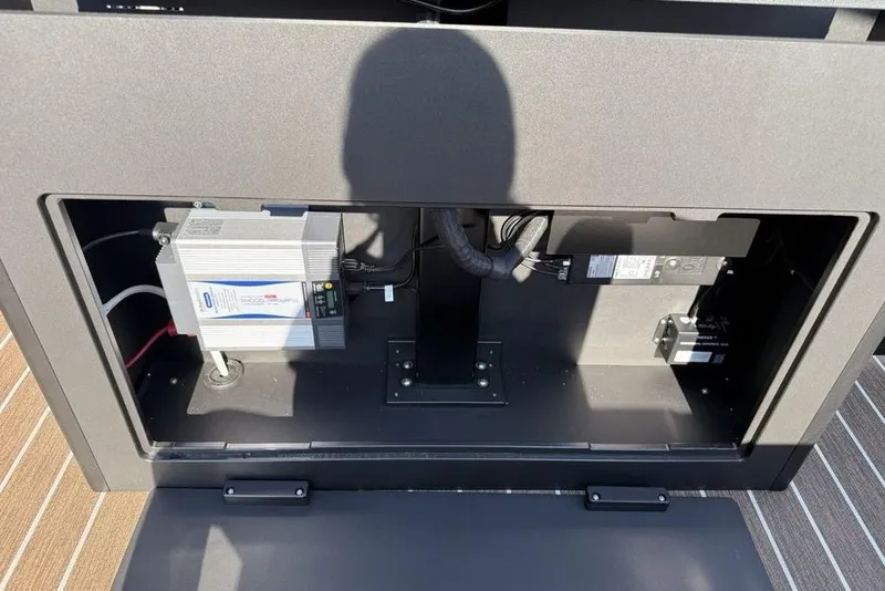 Slide: The Image of 2026 Premier 250 Solaris RF-CL electrical compartment with installed components. - 33