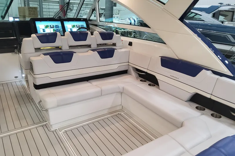 Slide: The Image of Luxurious interior of 2026 Formula 430 Super Sport Crossover with plush seating and modern design. - 26