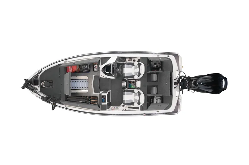 Slide: The Image of Manufacturer Provided Image: Top view of a 2021 Skeeter ZX 200 fishing boat with dual seats and storage compartments. - 10